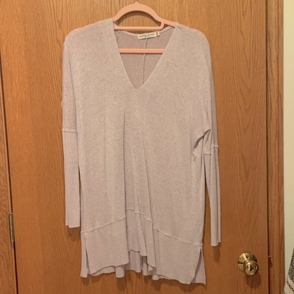 Light dusty mauve pullover tunic sweater